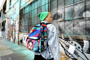 Edgy All-Over-Print Graphic Backpack, streetwear
